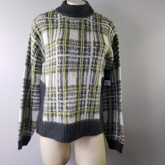 NWT Nine West plaid Boxy soft knit sweater plaid pattern - Picture 2 of 7